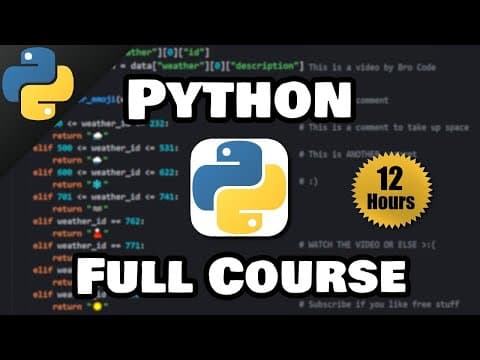 Thumbnail for Python Full Course for Beginners